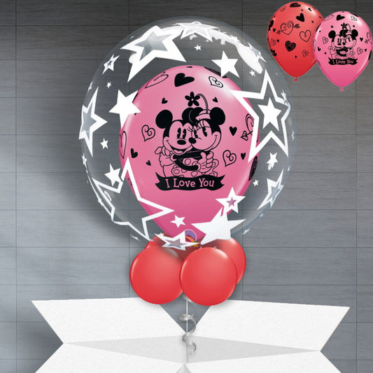 Mickey & Minnie Bubble Personalisable Balloon in a Box - Bubble Balloon | Party Save Smile