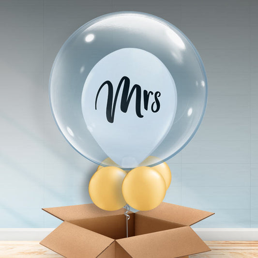 Personalisable Mrs Wedding Bubble Balloon - Bubble Balloon | Party Save Smile