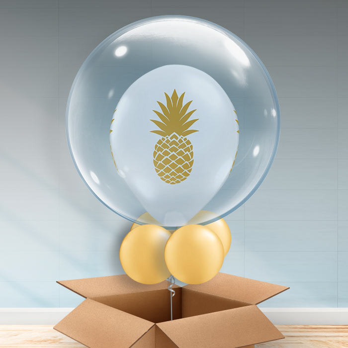 Personalisable Pineapple Helium Balloon - Clear - Bubble Balloon | Party Save Smile