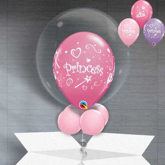 Personalisable Princess Helium Balloon in a Box - Bubble Balloon | Party Save Smile