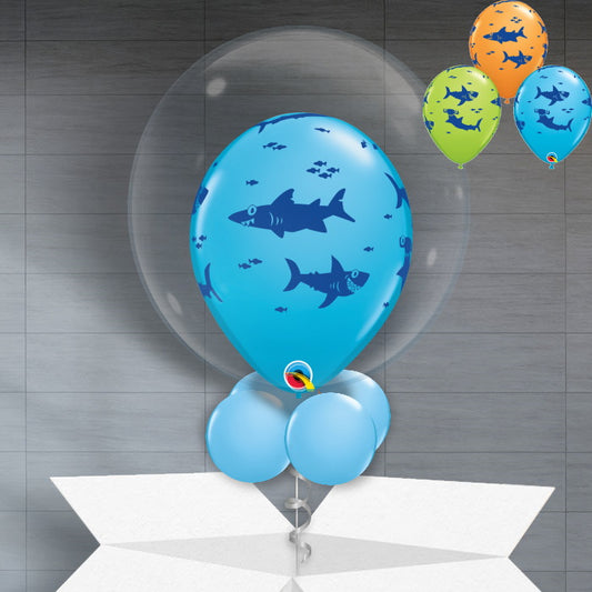 Shark Personalisable Helium Balloons in a Box - Bubble Balloon | Party Save Smile