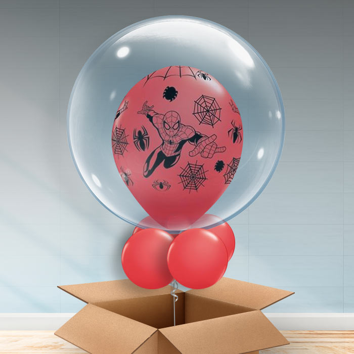 Spiderman Personalisable Helium Balloon in a Box - Bubble Balloon | Party Save Smile