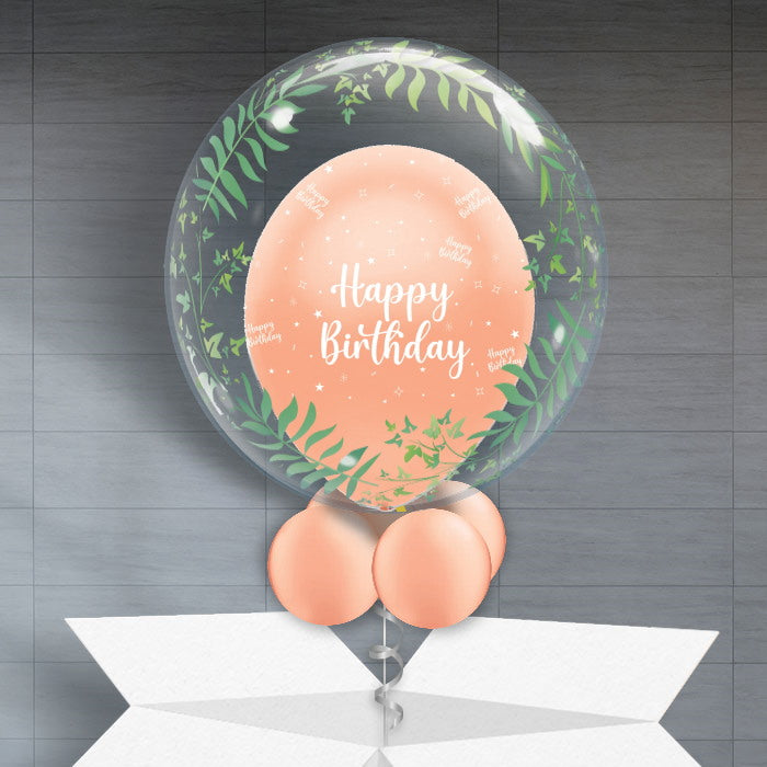 Personalisable Birthday Balloons - Rose Gold Greenery - Bubble Balloon | Party Save Smile
