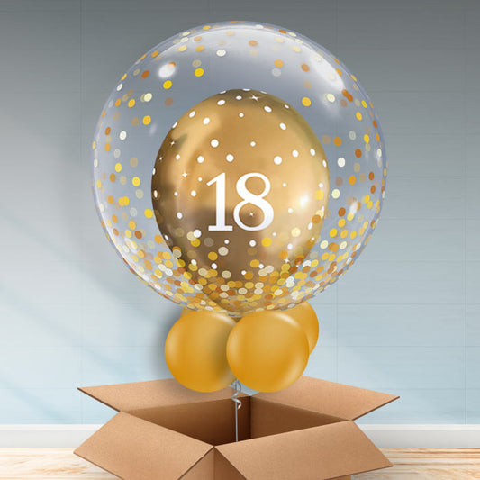18th Birthday Personalisable Balloon - Gold Dots| Party Save Smile