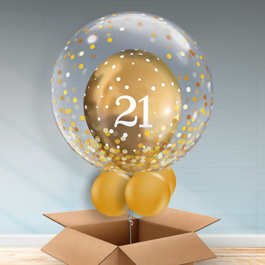 Personalisable 21st Gifts - Gold Bubble Balloon| Party Save Smile