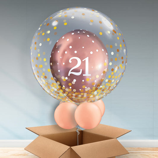 Personalisable 21st Gifts - Rose Gold Bubble Balloon - Bubble Balloon | Party Save Smile