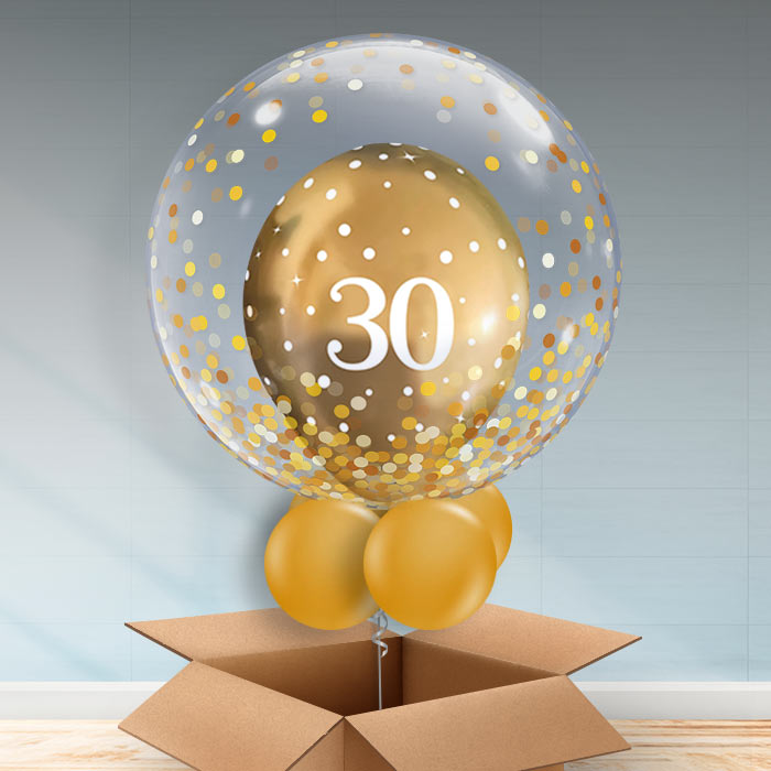 Personalisable 30th Balloons - Gold Dot| Party Save Smile