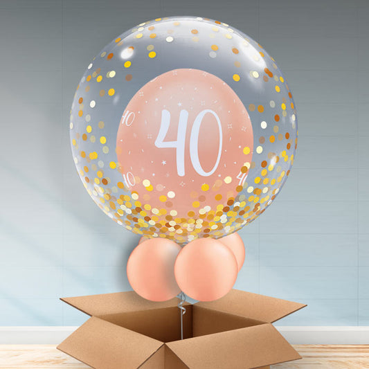 Personalisable 40th Birthday Gifts - Rose Gold Balloon - Bubble Balloon | Party Save Smile