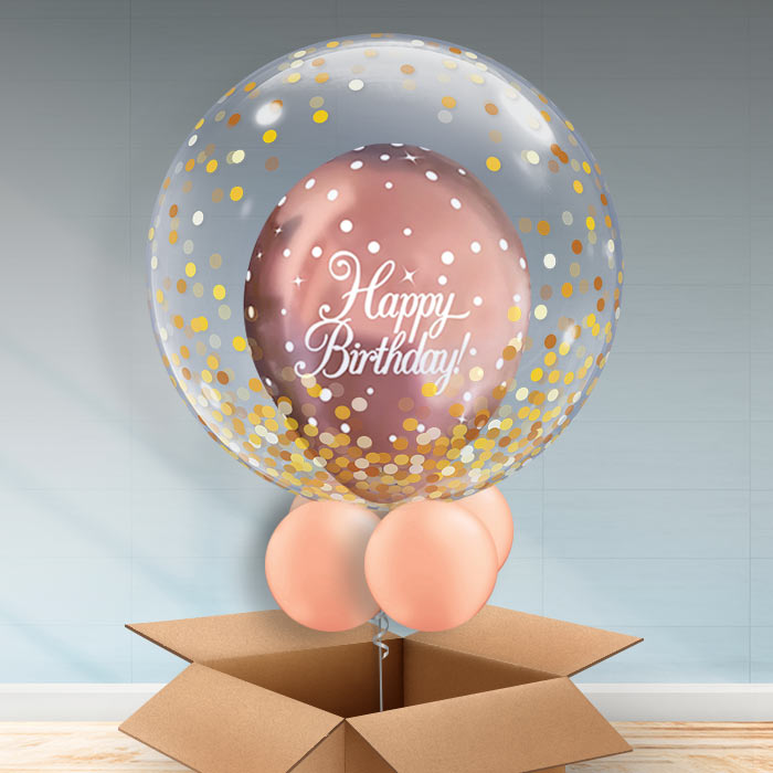 Rose Gold Birthday Bubble Balloon - Personalisable - Bubble Balloon | Party Save Smile