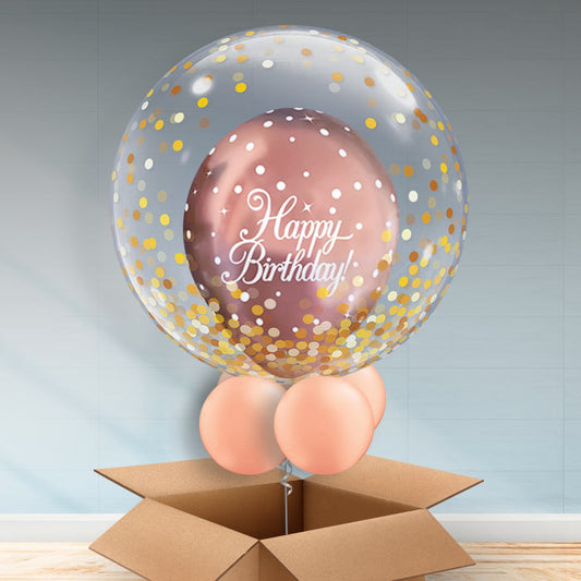 Rose Gold Birthday Bubble Balloon - Personalisable - Bubble Balloon | Party Save Smile