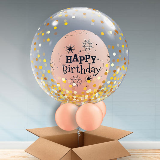 Personalisable Birthday Balloons - Rose Gold Sparkle - Bubble Balloon | Party Save Smile