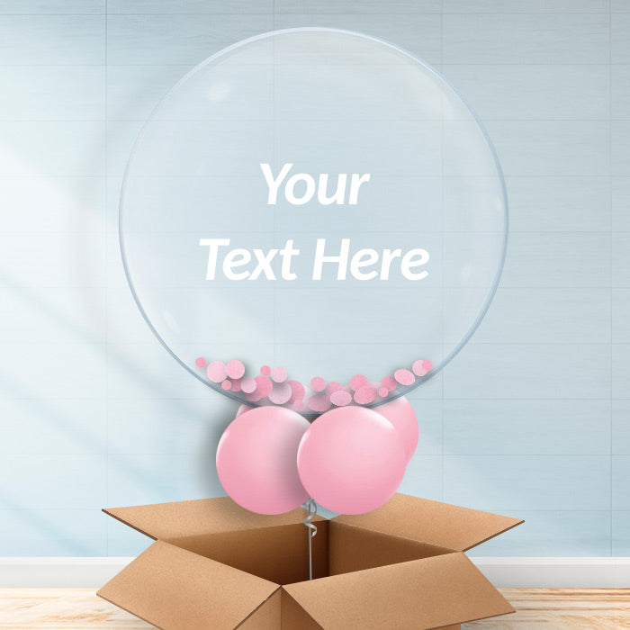 Baby Pink Personalisable Confetti Balloons in a Box Delivered - Bubble Balloon with Confetti | Party Save Smile