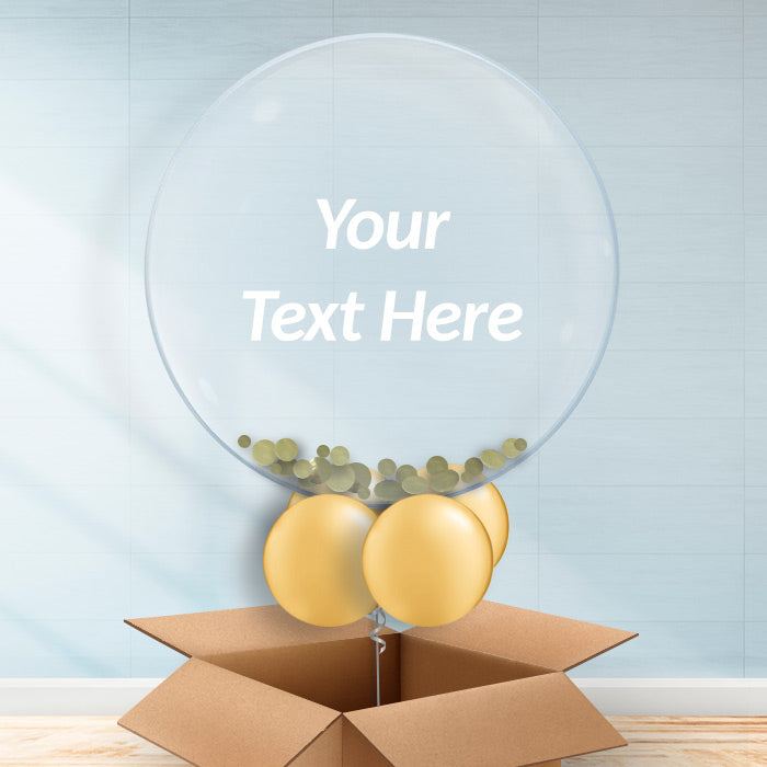 Personalisable Gold Confetti Balloons Delivered - Bubble Balloon with Confetti | Party Save Smile