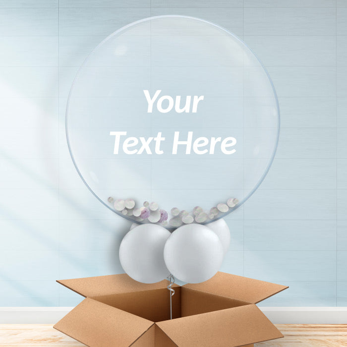 Personalisable Iridescent Confetti Balloons - Bubble Balloon with Confetti | Party Save Smile