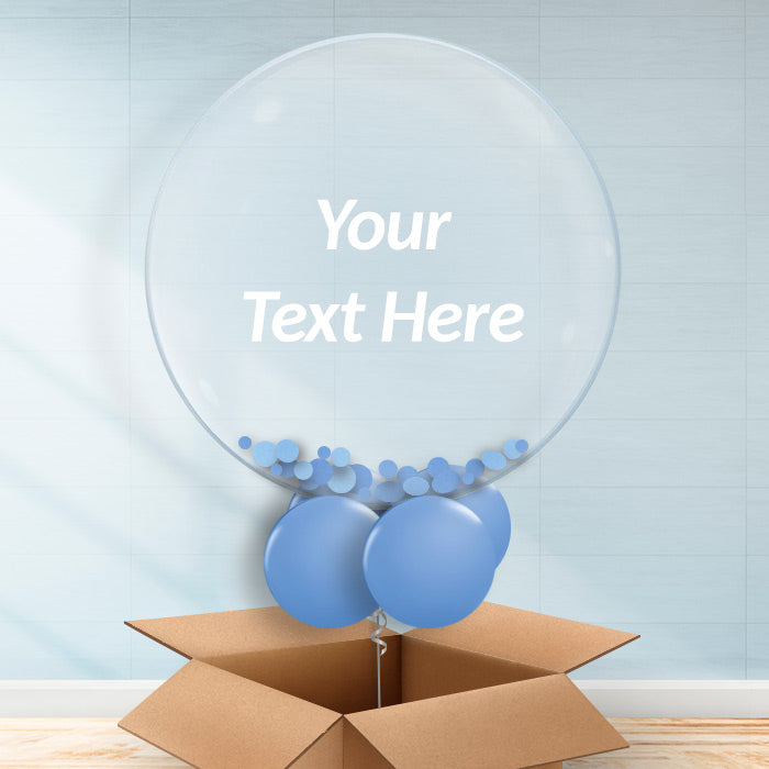 Personalisable Light Blue Confetti Balloons - Bubble Balloon with Confetti | Party Save Smile