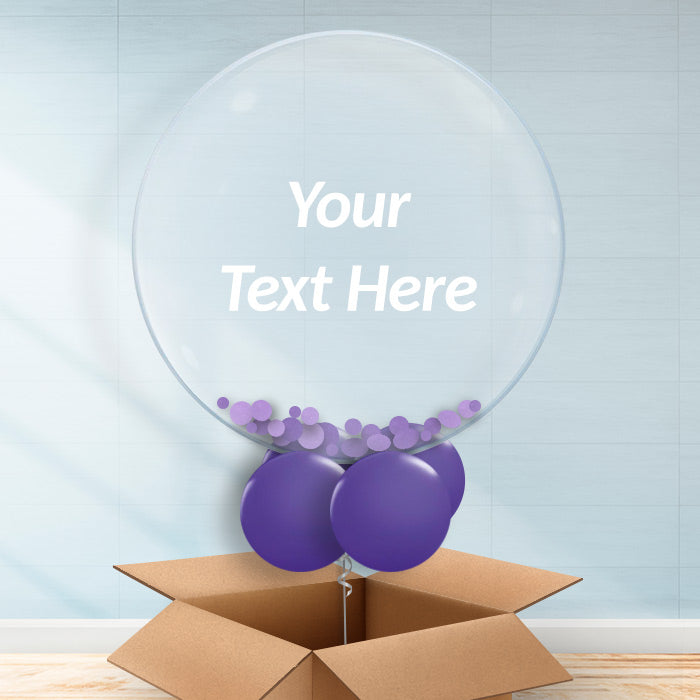 Personalisable Purple Confetti Helium Balloons - Bubble Balloon with Confetti | Party Save Smile