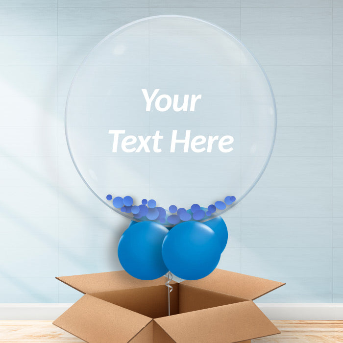Personalisable Royal Blue Confetti Balloons - Bubble Balloon with Confetti | Party Save Smile