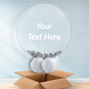 Personalisable Silver Confetti Bubble Balloons