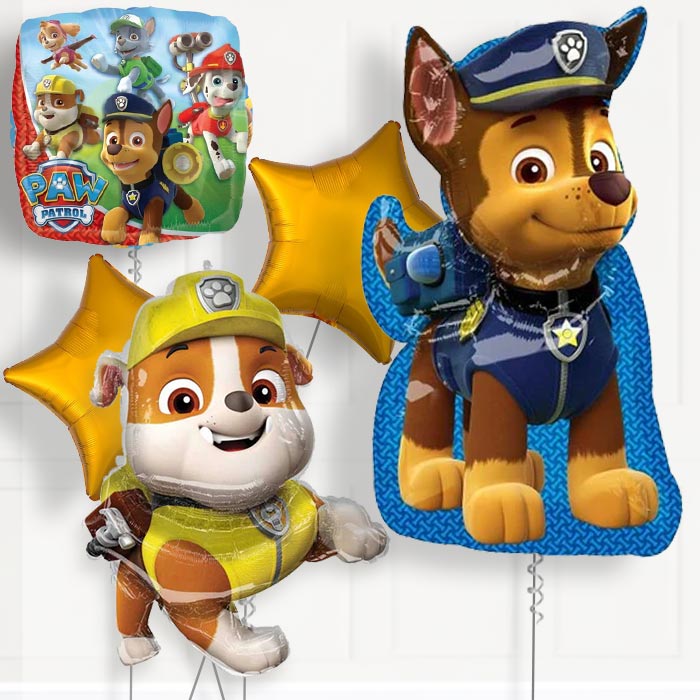 Paw Patrol Chase and Rubble Deluxe Helium Balloon Package - Deluxe Helium Balloon Package | Party Save Smile