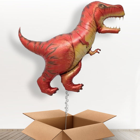 Red Helium Balloon Dinosaur T-Rex in a Box - Giant Balloon | Party Save Smile