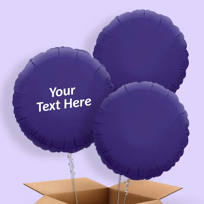 Personalised Purple Circle Helium Balloon in a Box - 3 Balloon | Party Save Smile