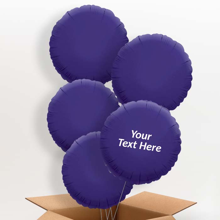 Personalised Purple Circle Helium Balloon in a Box - 5 Balloon | Party Save Smile
