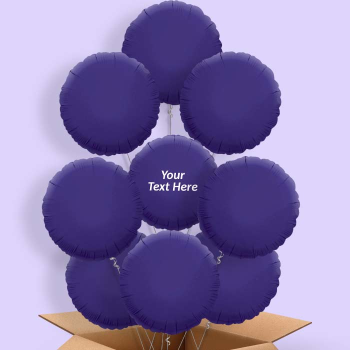 Personalised Purple Circle Helium Balloon in a Box - 9 Balloon | Party Save Smile