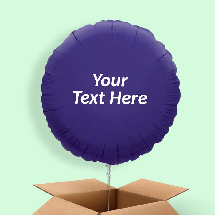Personalised Purple Circle Helium Balloon in a Box - 1 Balloon | Party Save Smile