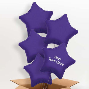 Personalised Purple Star Helium Balloons in a Box