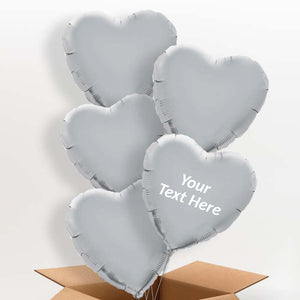 Personalised Silver Heart Helium Balloon in a Box