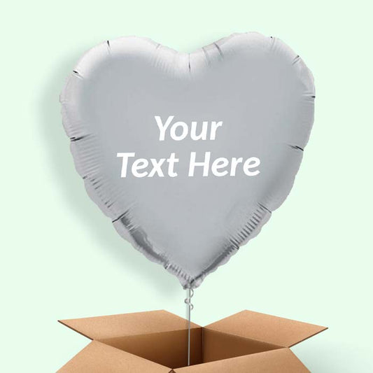 Personalised Silver Heart Balloon in a Box