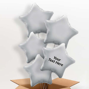 Personalised Silver Star Helium Balloons in a Box