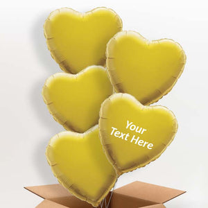 Personalisable Gold Heart Helium Balloon in a Box
