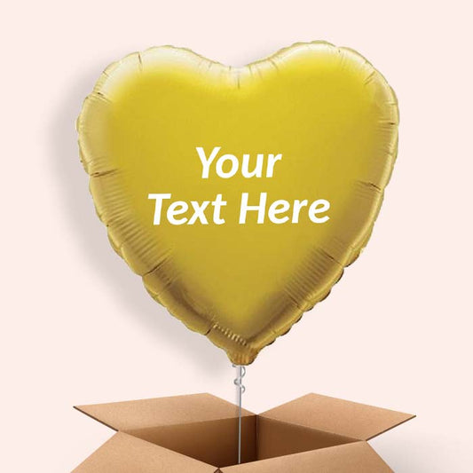 Personalisable Gold Heart Foil Balloon in a Box