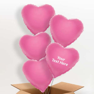 Personalised Heart Helium Balloons in a Box - Baby Pink