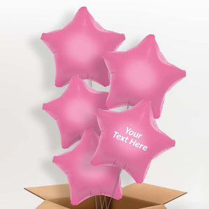 Personalised Helium Balloons in a Box - Baby Pink Star