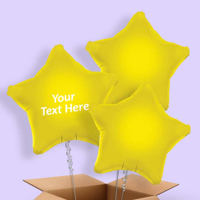 Personalised Yellow Star Helium Balloon - 3 Balloon | Party Save Smile