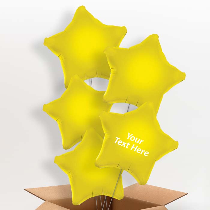 Personalised Yellow Star Helium Balloon - 5 Balloon | Party Save Smile