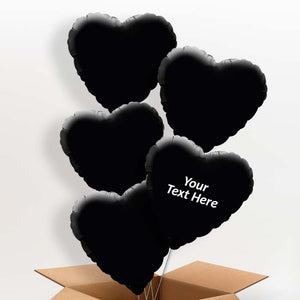 Personalised Black Heart Helium Balloons in a Box