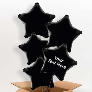 Personalised Black Star Helium Balloons in a Box