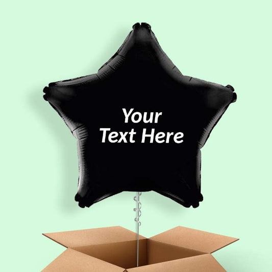 Personalised Black Star Helium Balloons in a Box