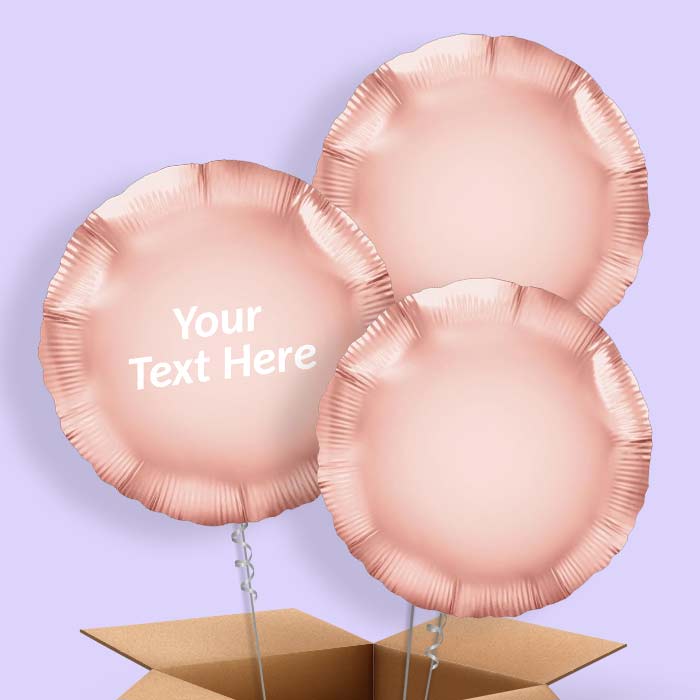 Rose Gold Circle Helium Balloon in a Box - 3 Balloon | Party Save Smile