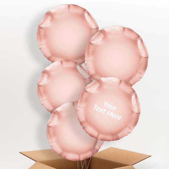 Rose Gold Circle Helium Balloon in a Box - 5 Balloon | Party Save Smile