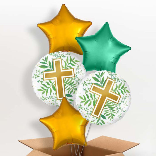 Communion Religious Cross Helium Balloon in a Box - 5 Balloon | Party Save Smile