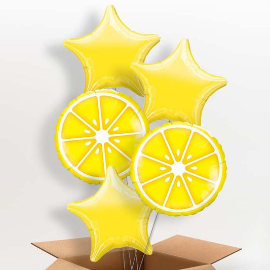 Lemon Helium Balloons in a Box - 5 Balloon | Party Save Smile