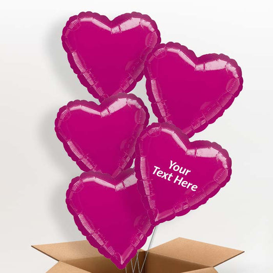 Fuchsia Pink Metallic Heart Helium Balloon in a Box - 5 Balloon | Party Save Smile