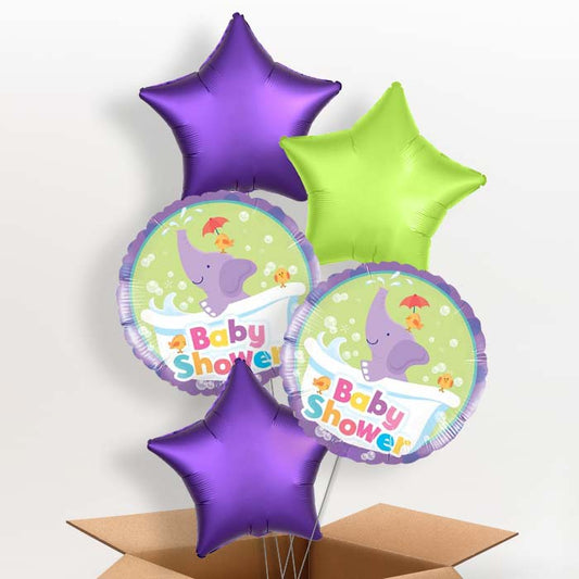 Purple Elephant Baby Shower Helium Balloons Delivered - 5 Balloon | Party Save Smile