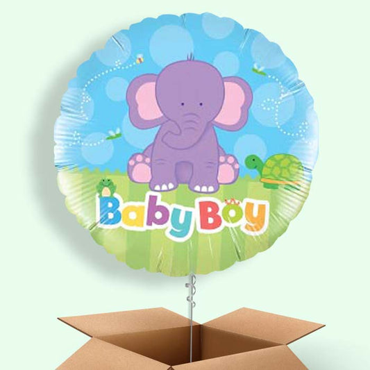 Baby Boy Balloons in a Box - Elephant