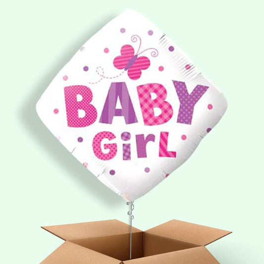 Welcome Baby Girl Balloons in a Box (Butterfly)