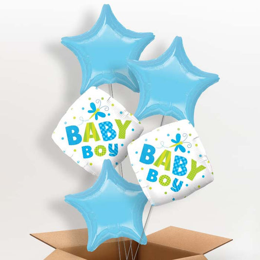 Dragonfly Baby Boy Helium Balloons Delivered: New Baby Balloon - 5 Balloon | Party Save Smile
